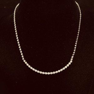 Silver Tone With Clear Rhinestones Choker Necklace (3835)